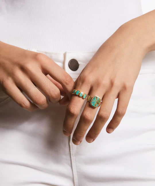 Anna Beck Turquoise Multi Cushion Ring Gold Think Bubbles