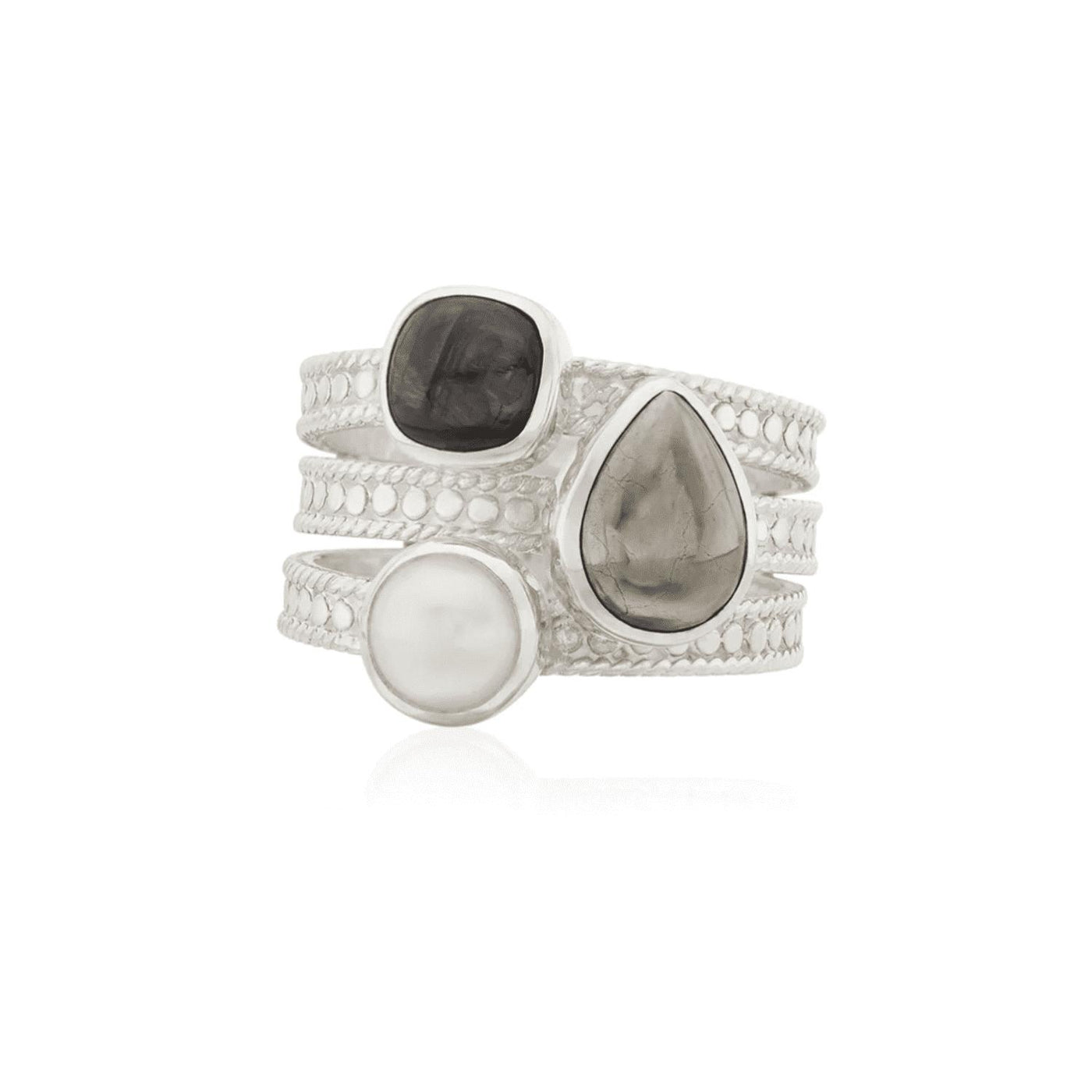 Anna Beck HYPERSTHENE, PYRITE, AND PEARL FAUX STACKING RiNG