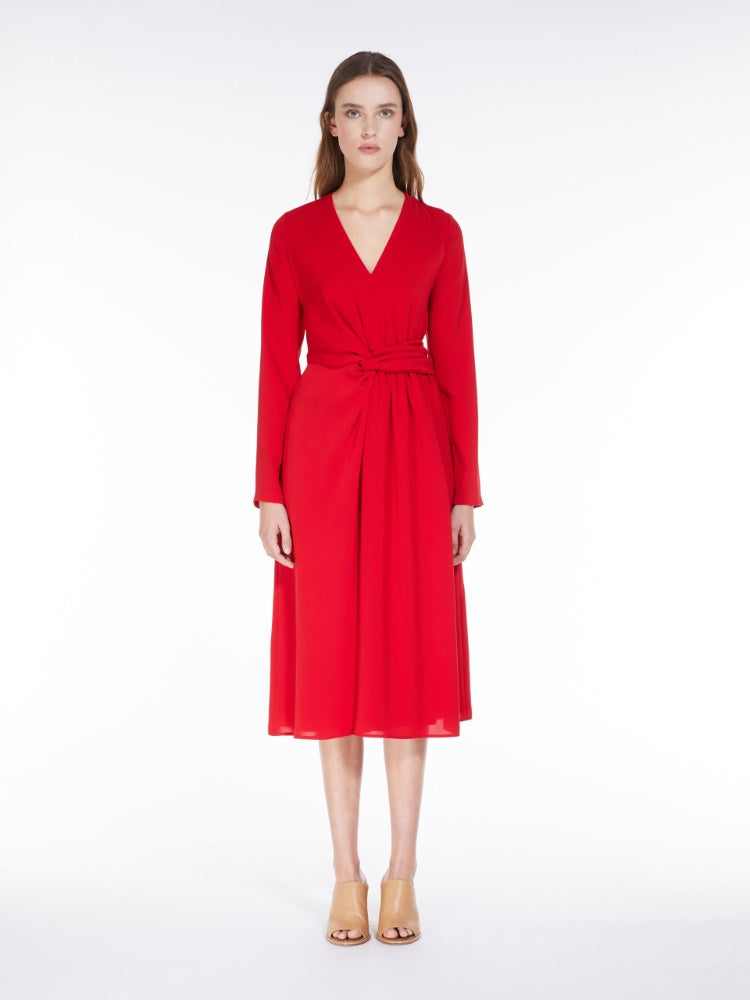 Max Mara Studio Mammola Red Long draped cady dress