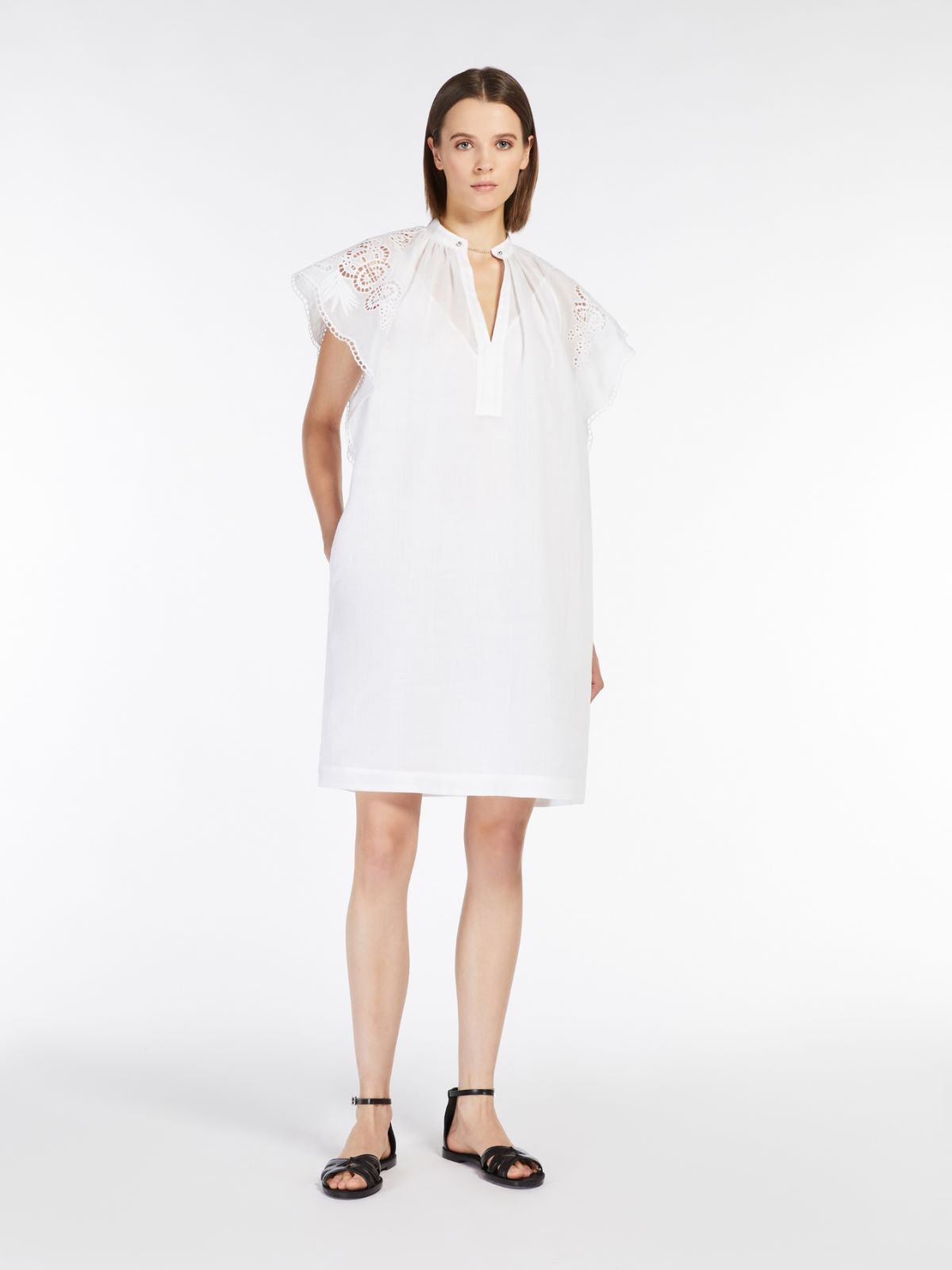 Max Mara Studio ASTOR White Ramie canvas mini dress – Think