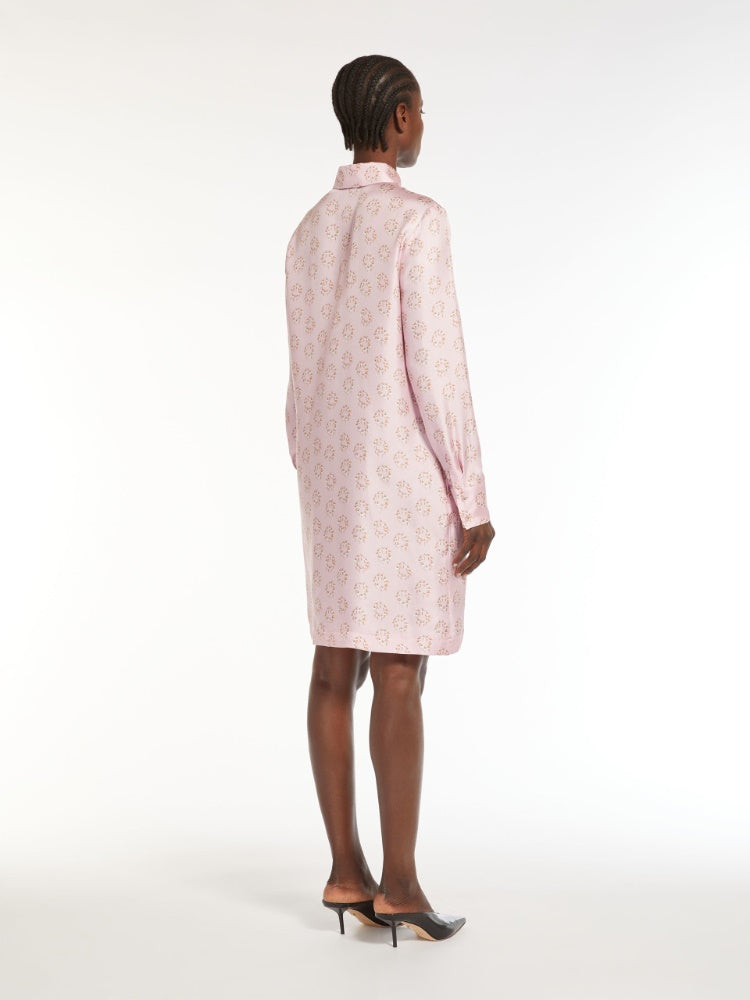Max Mara Studio RUFO Pink Printed silk twill dress