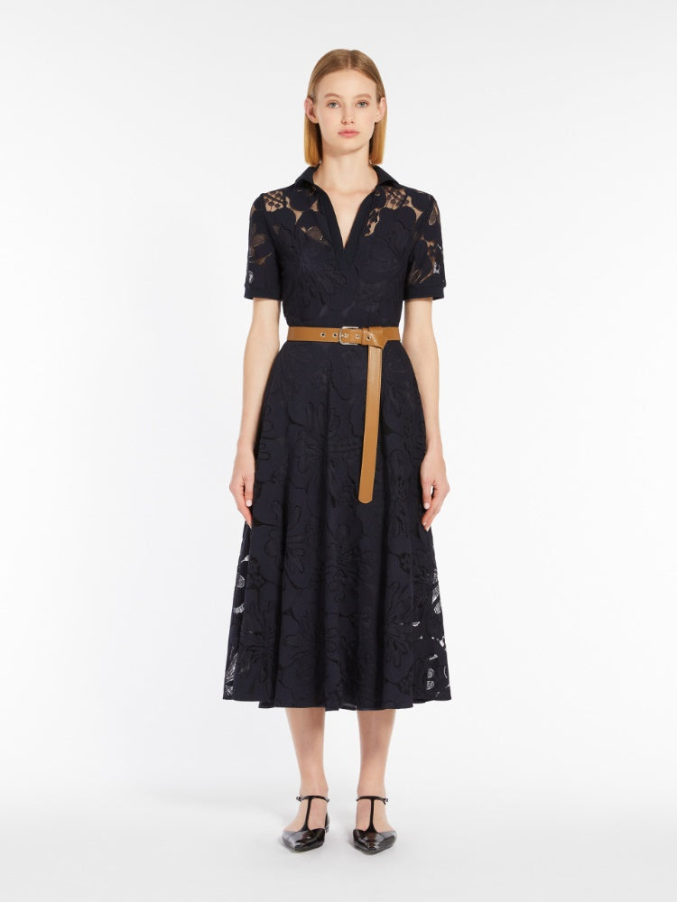 【送料&関税込】Max Mara Studio Lace Polo Dress Lace polo shirt dress, navy | 