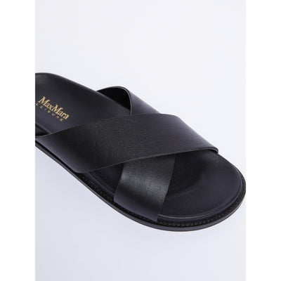 Max Mara Leisure Vanity Calf Skin Black Sandals