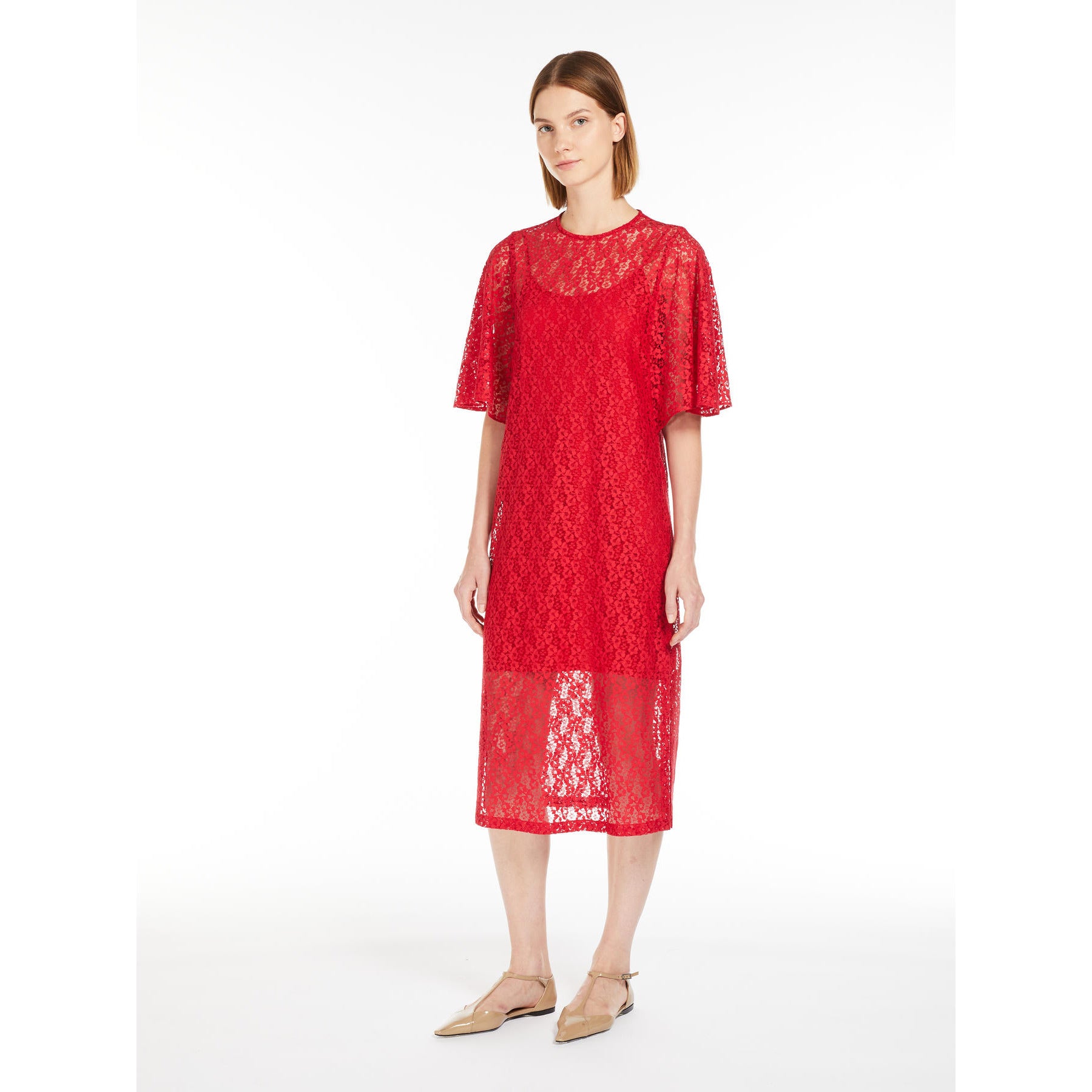 Max Mara Studio ELETTRA Red Lace Dress - 8 Max Mara Studio ELETTRA Red Lace Dress - 8