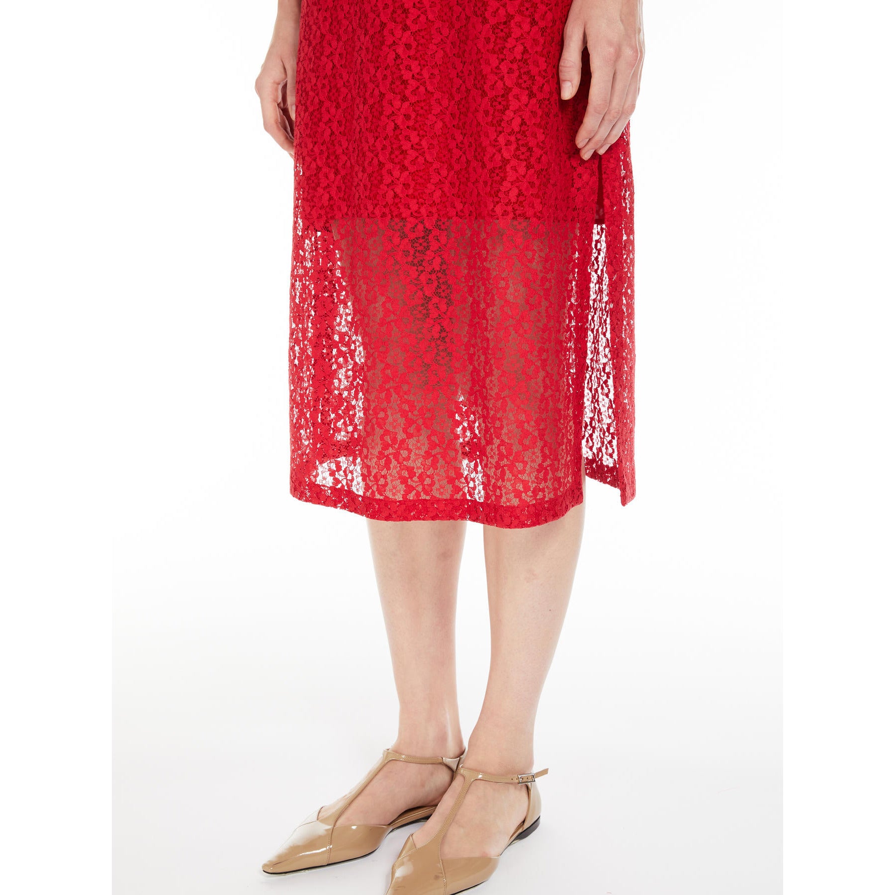 Max Mara Studio ELETTRA Red Lace Dress – Think Bubbles