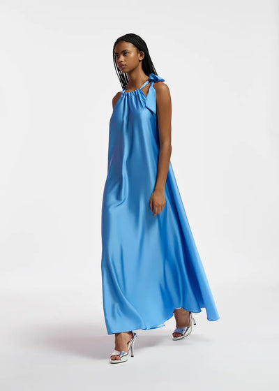 Essentiel Antwerp Famson Blue halter neck maxi-length dress