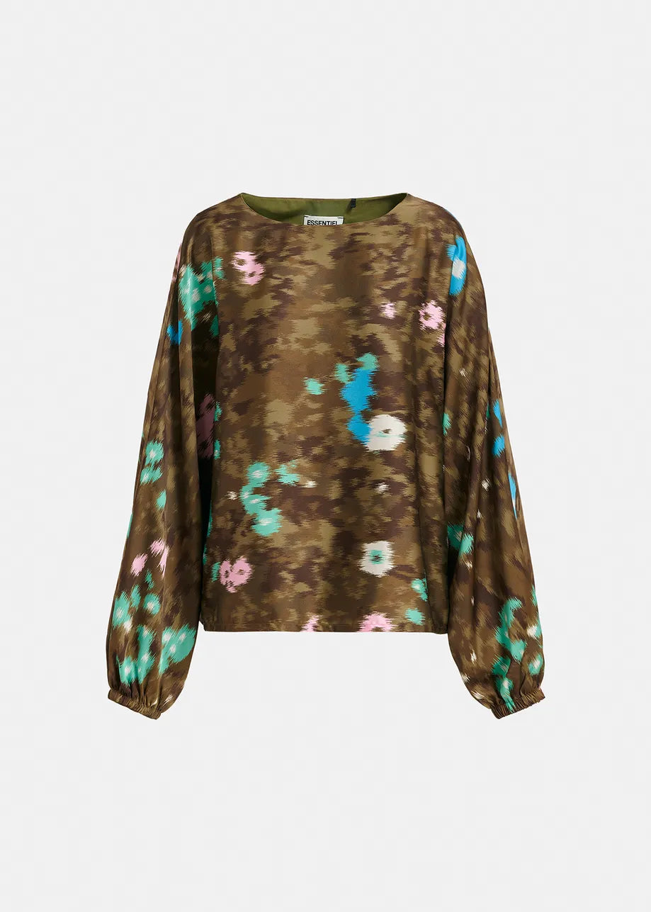 Essentiel Antwerp Flagrant Khaki batwing-sleeve top with floral print