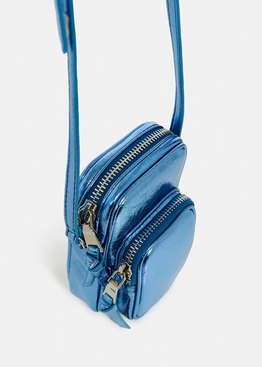 Essentiel Antwerp Blue metallic mini shoulder bag