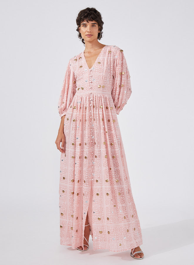 Hayley Menzies Gitana embroidered volume dress