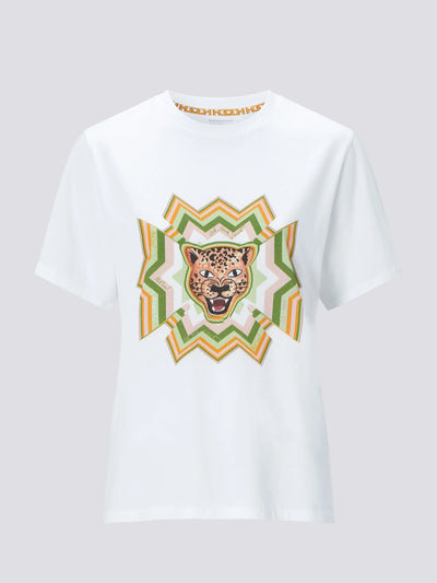 Hayley Menzies WHITE PSYCHEDELIC LEOPARD T-SHIRT