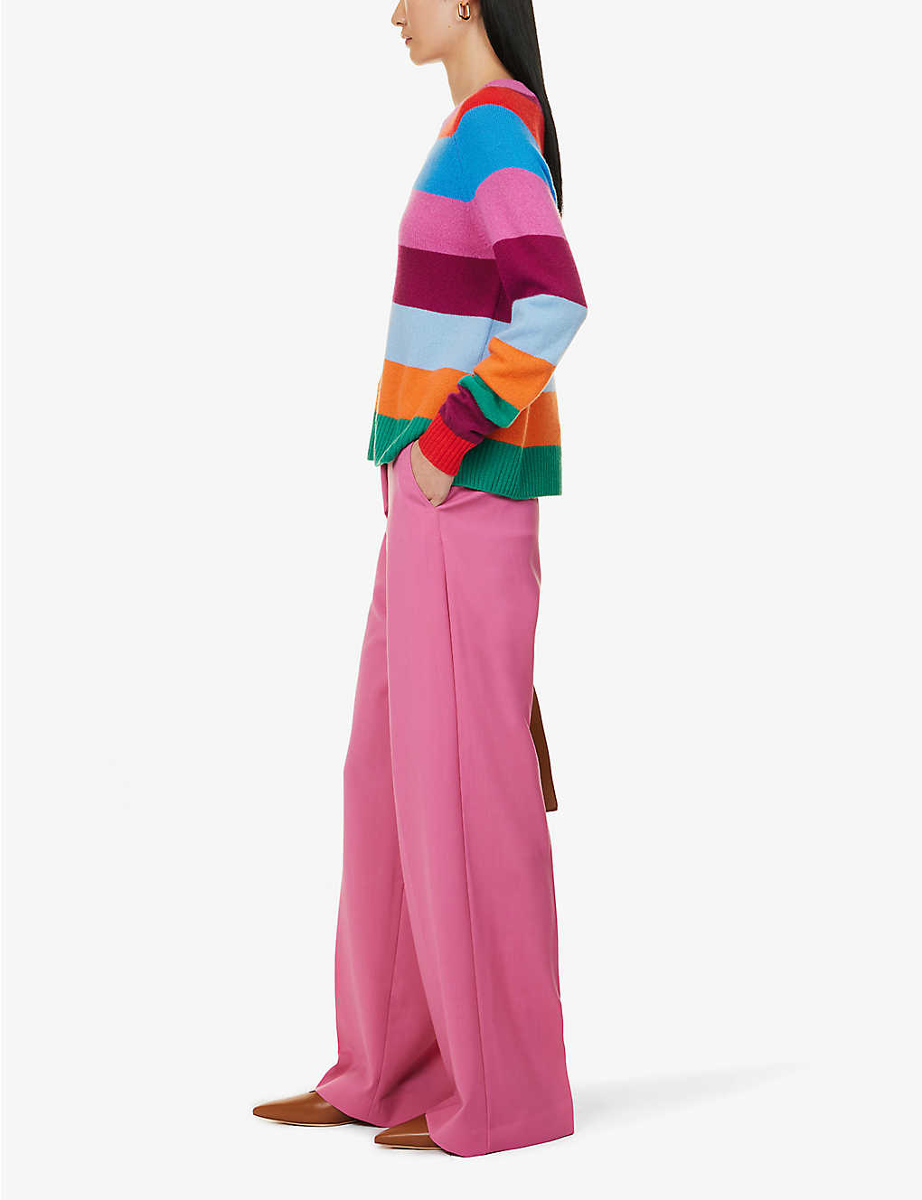 Max Mara Weekend Visivo Pink  wide-leg mid-rise wool trousers