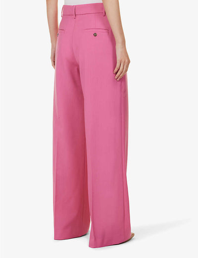 Max Mara Weekend Visivo Pink  wide-leg mid-rise wool trousers