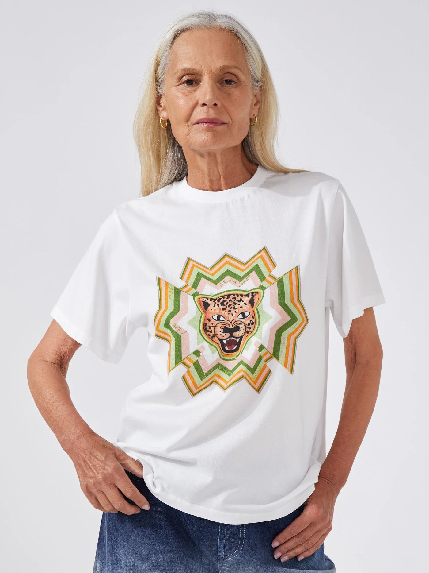 Hayley Menzies WHITE PSYCHEDELIC LEOPARD T-SHIRT