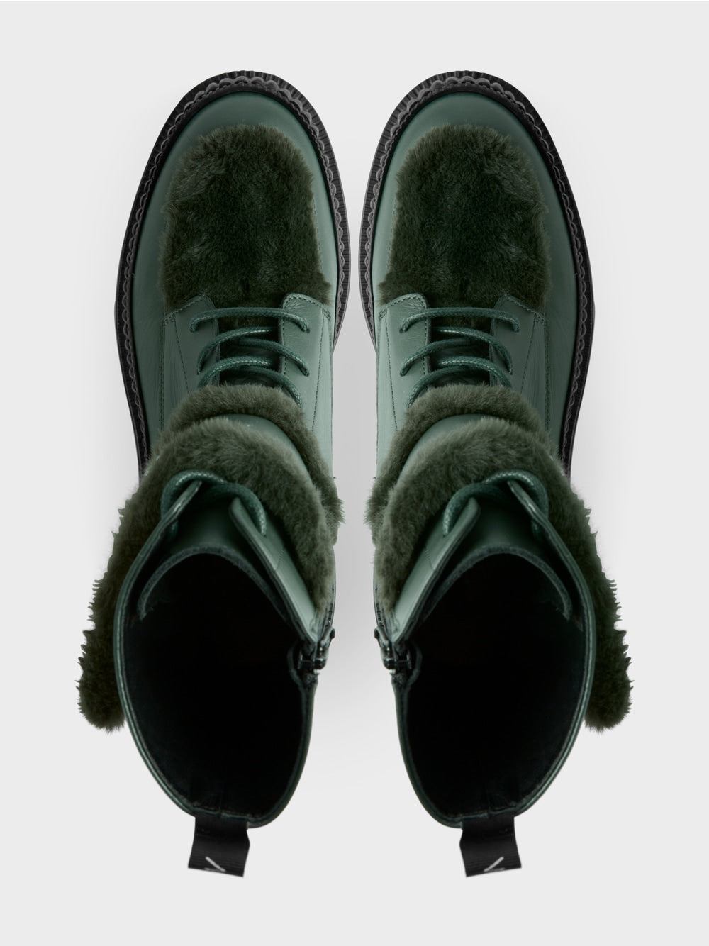 Marc Cain Green Lace up boots with Fun Fur