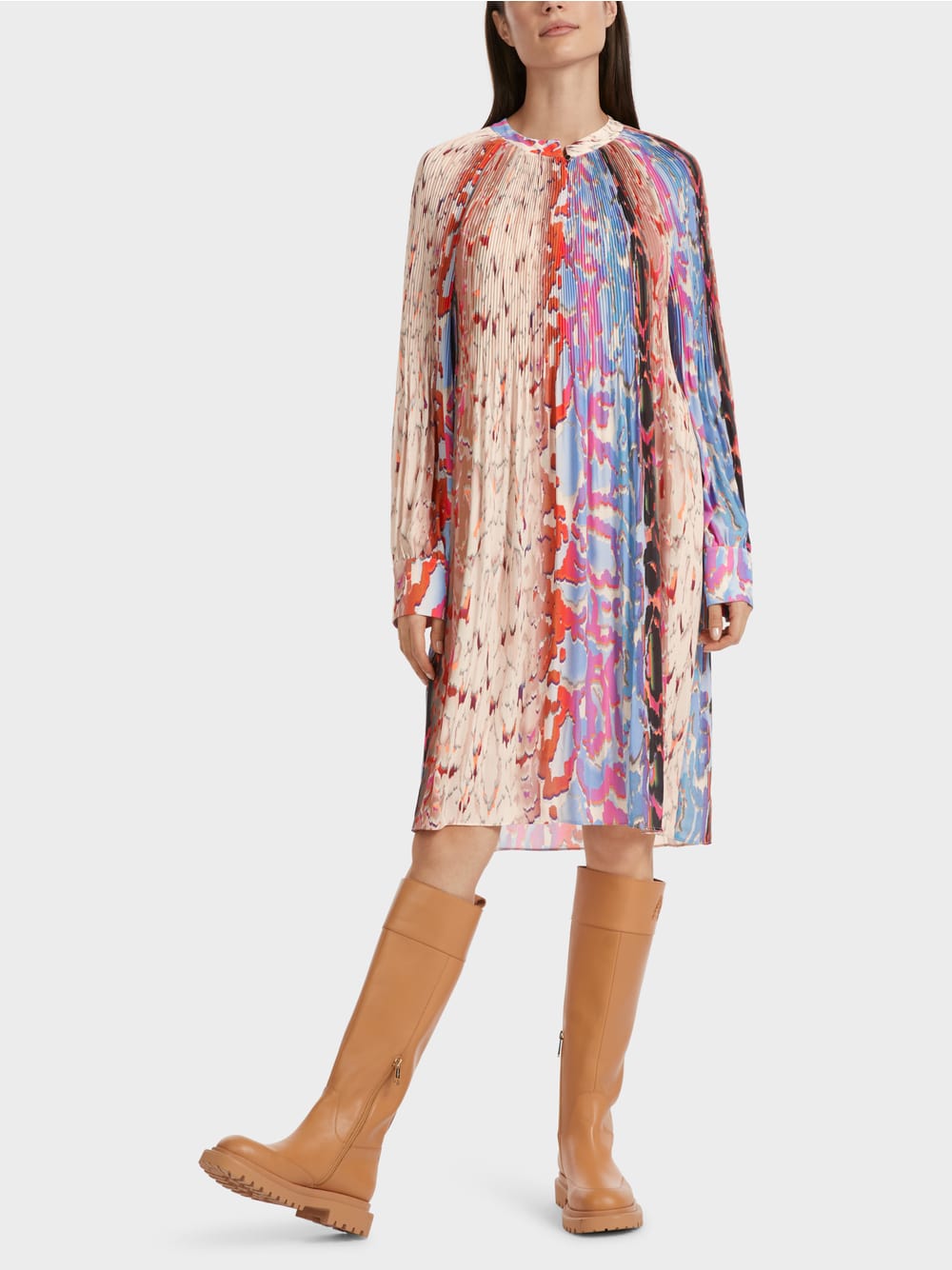 Marc Cain Colourful Leopard "Rethink Together" pleated dress