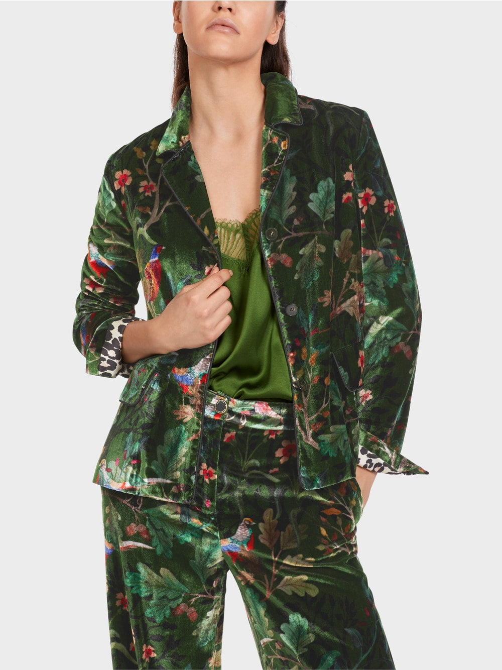 Marc Cain Flora & fauna print velvet jacket