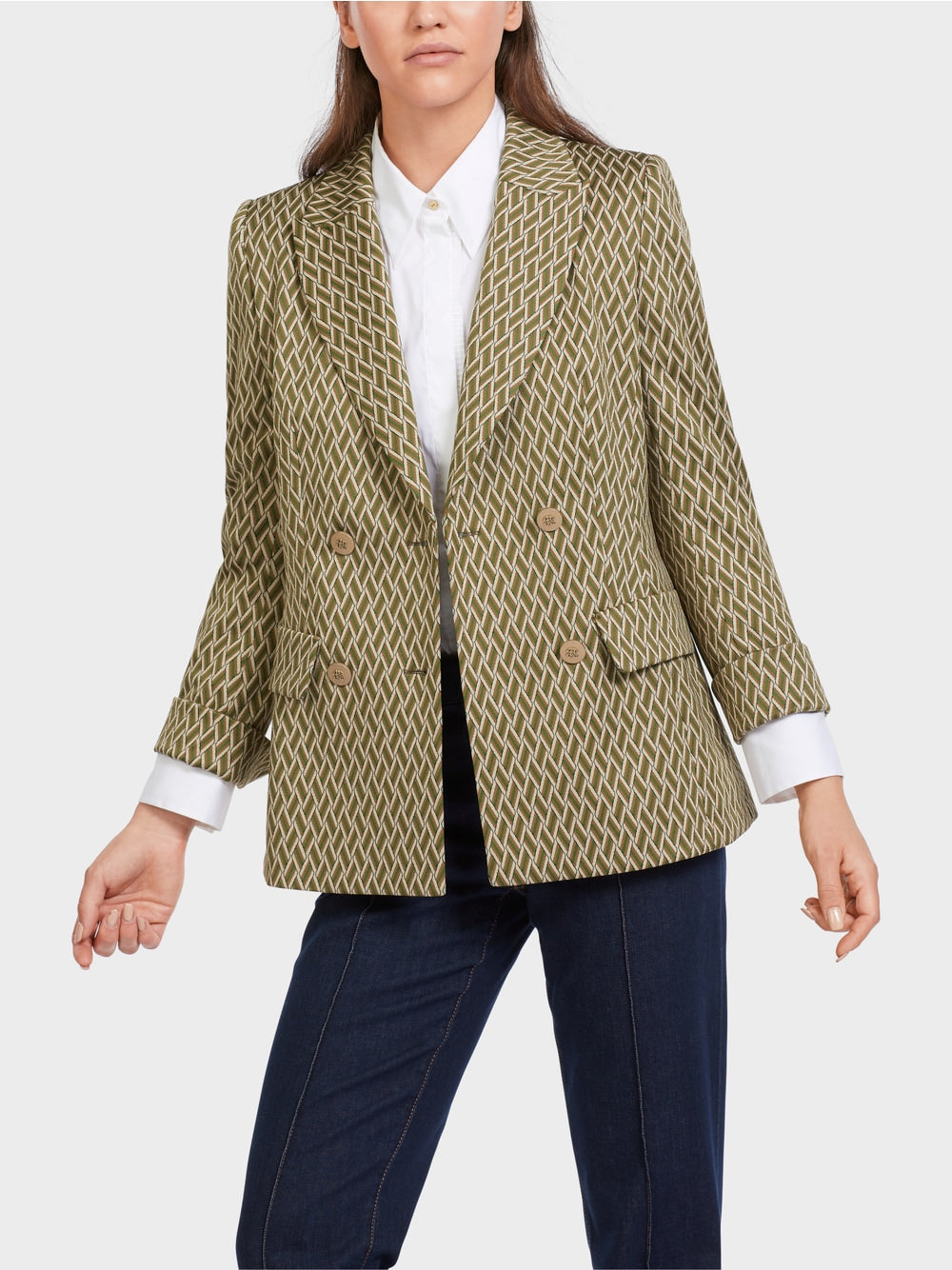 Marc Cain Double breasted blazer with woven design