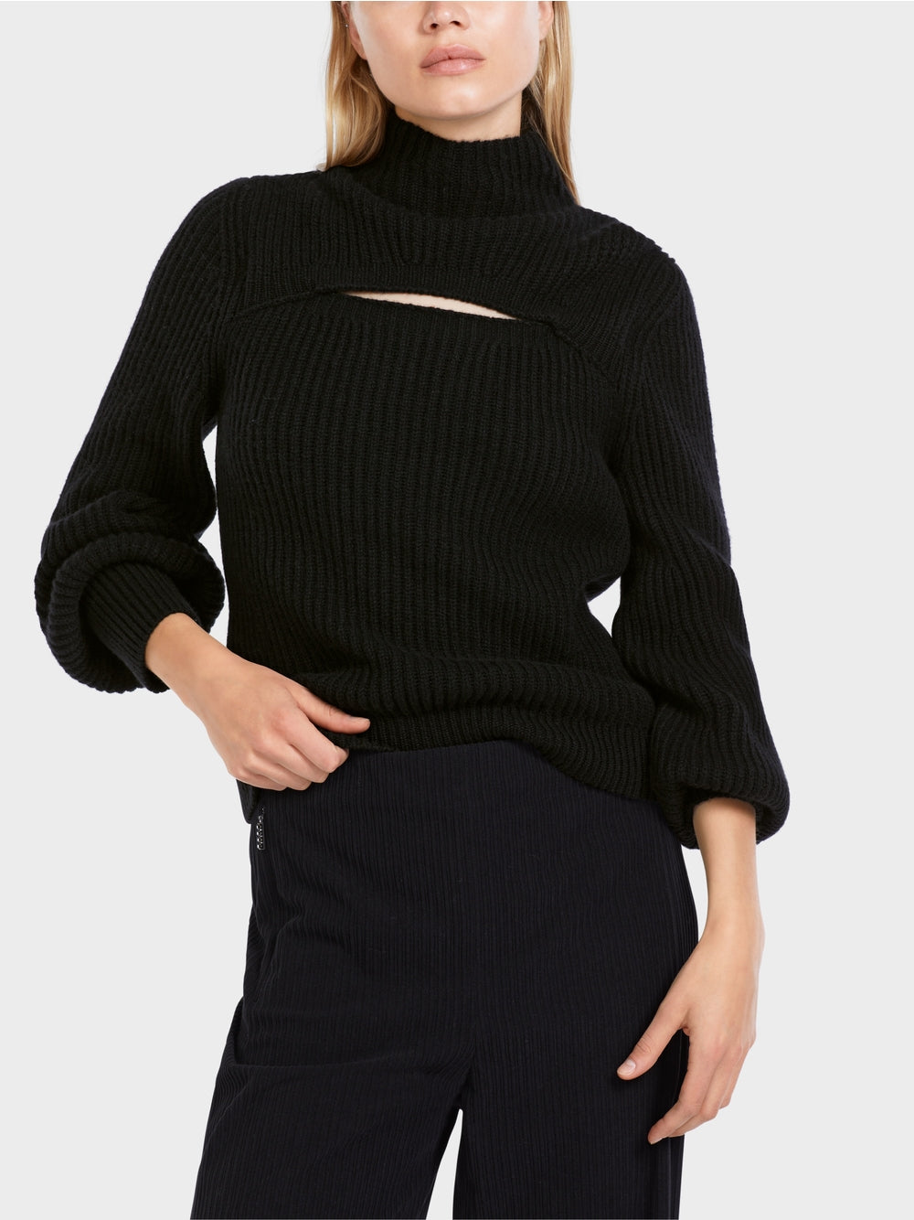 Marc Cain Black Cut Out Sweater Knitted in Germany