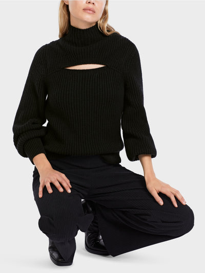 Marc Cain Black Cut Out Sweater Knitted in Germany