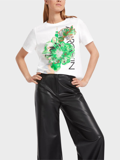 Marc Cain Green Sequin Shiny "Rethink Together" T-Shirt
