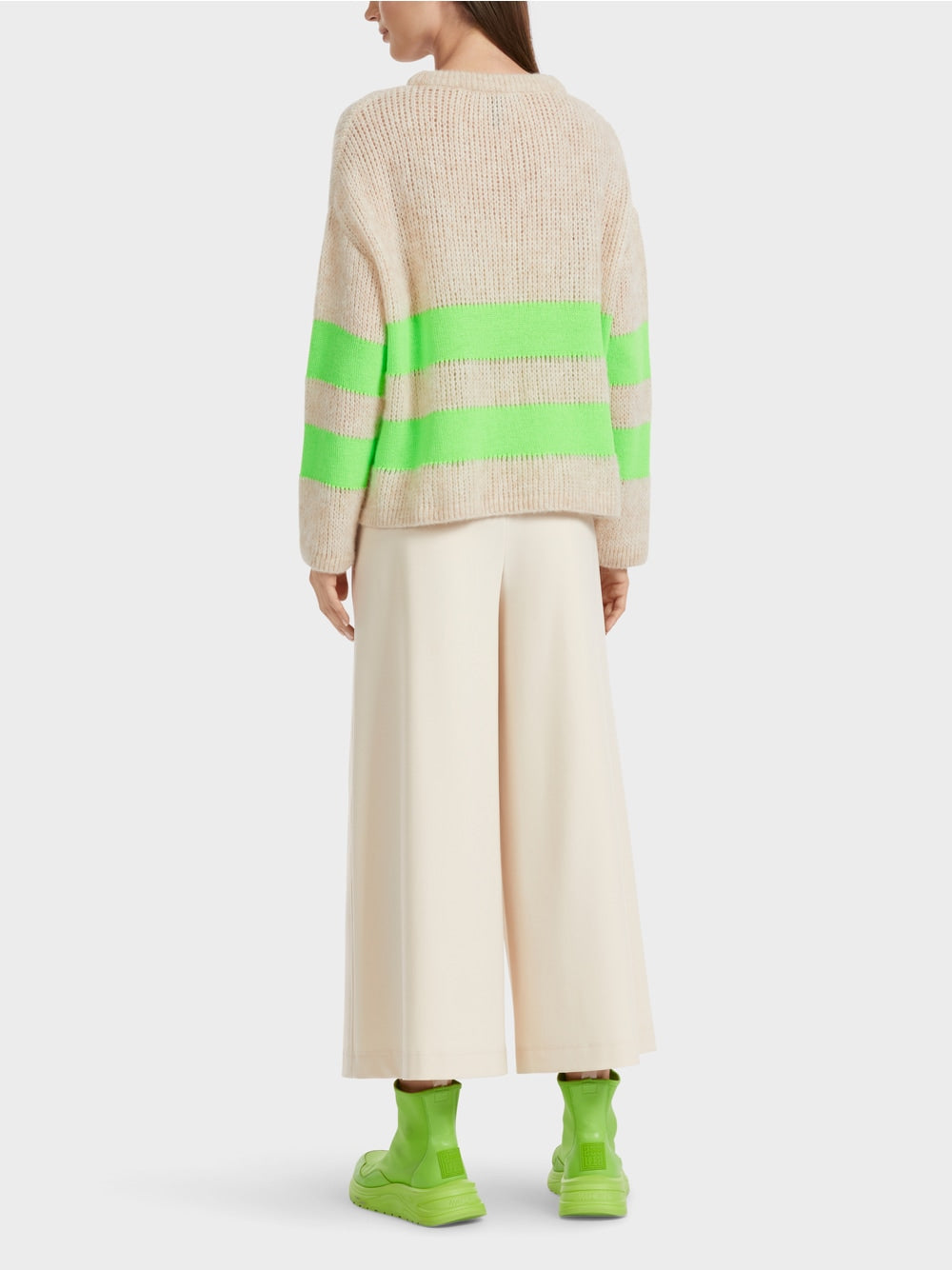 Marc Cain Green Stripe Striped sweater Knitted in Germany