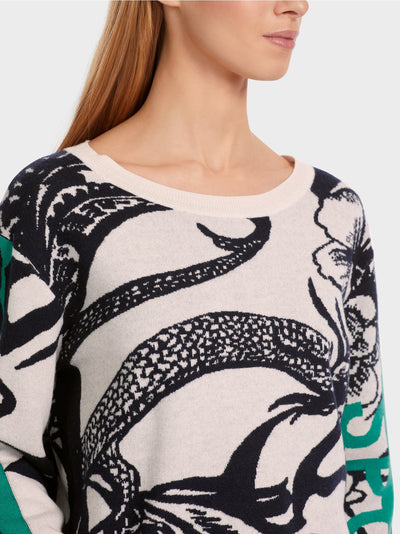 Marc Cain Almond Blossom Knitted sweater with all-over design