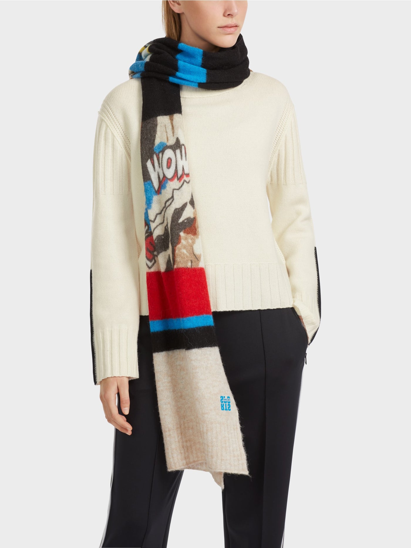 Marc Cain Off White Short "Rethink Together" knitted sweater