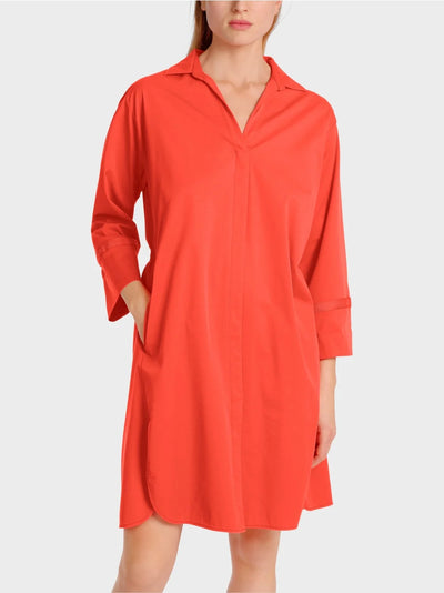 Marc Cain Bright Tomato Shirt dress with ¾ sleeves