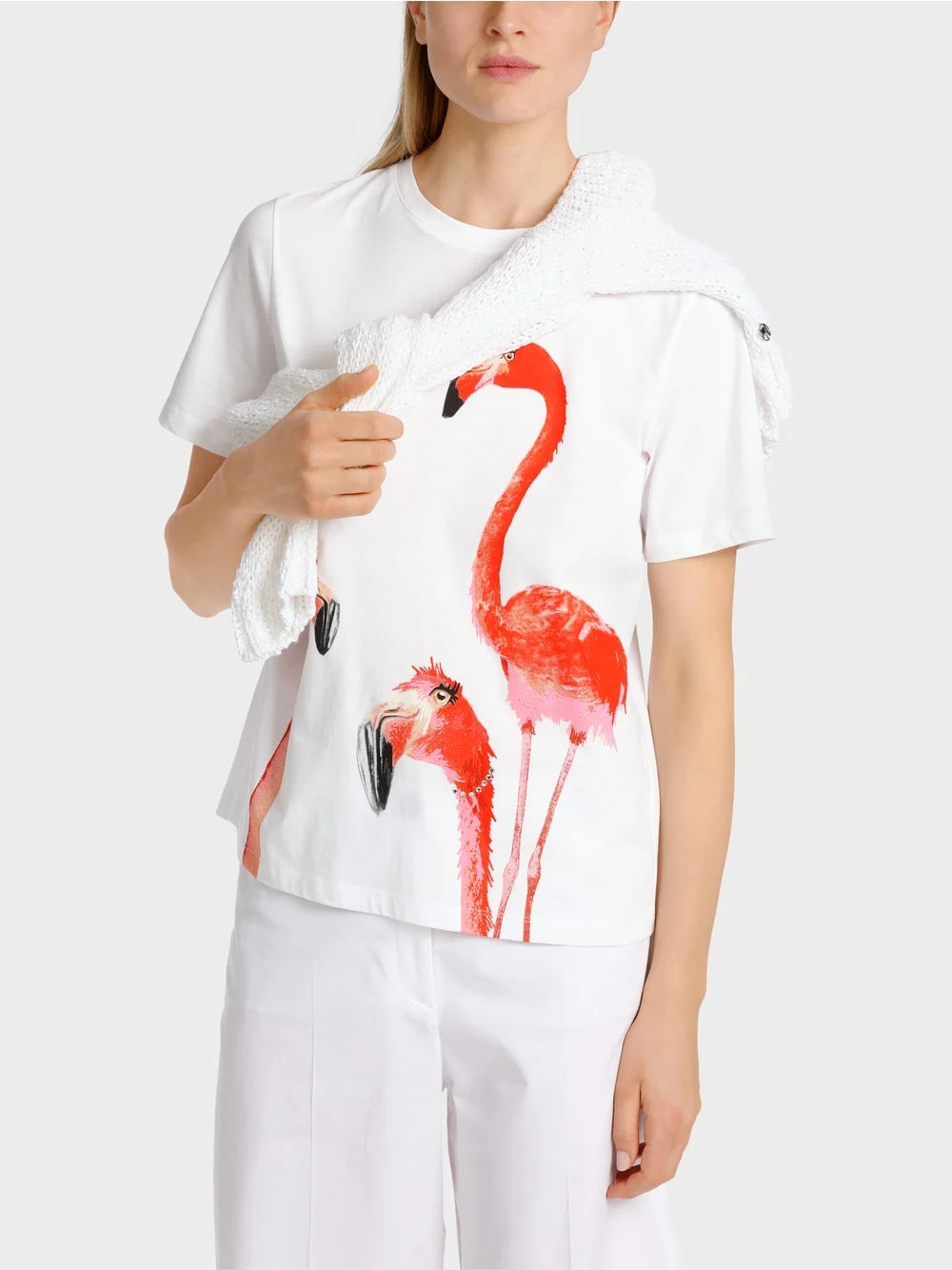 Marc Cain Flamingo T-shirt with "Rethink Together" print