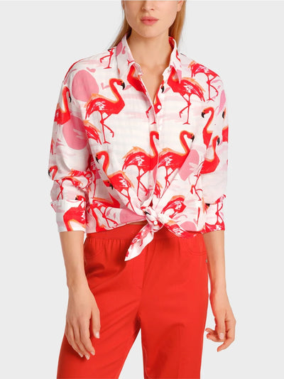 Marc Cain Flamingo Casual cotton shirt blouse