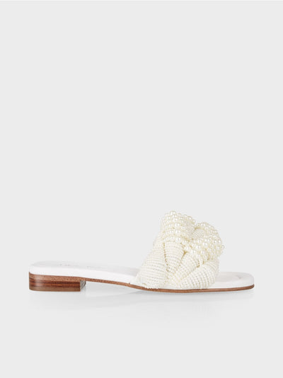 Marc Cain White Mules with pearls