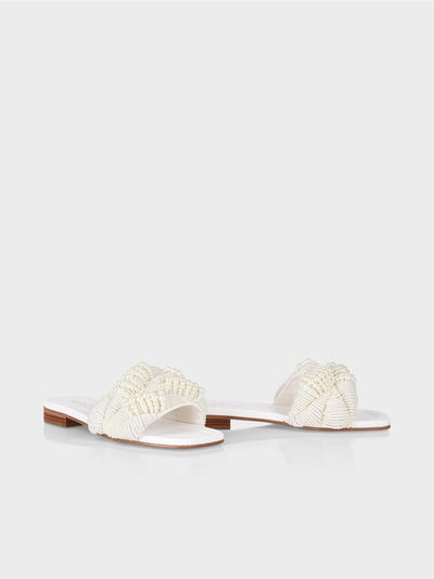 Marc Cain White Mules with pearls