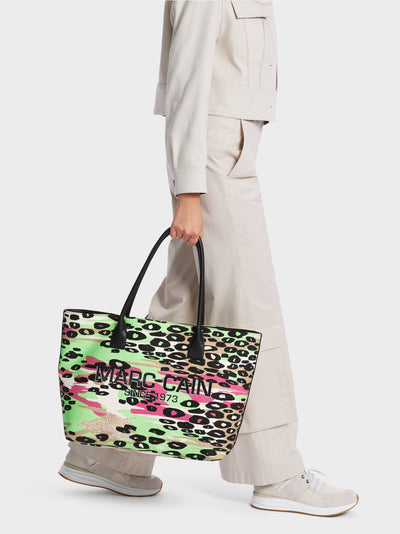 Marc Cain Shopper bag with colourful Leo print