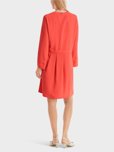 Marc Cain Bright Tomato Dress with pleated skirt