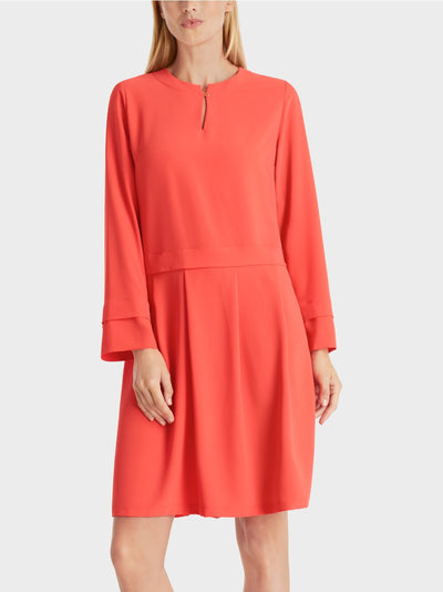 Marc Cain Bright Tomato Dress with pleated skirt