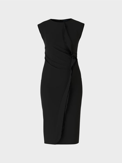 Marc Cain Black Figure-hugging dress with ruffle detail