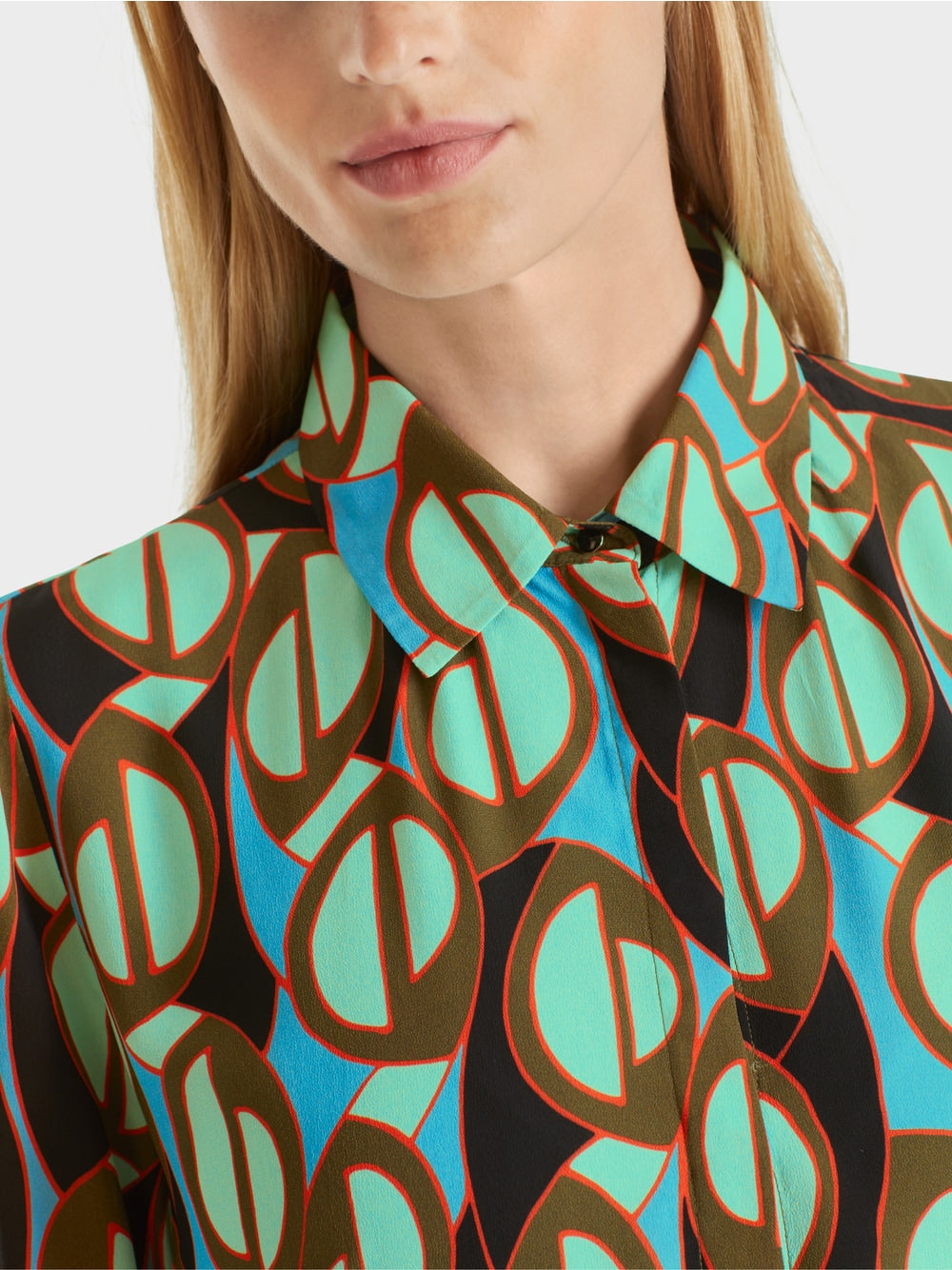Marc Cain Graphic Booster Dress with waist flounce