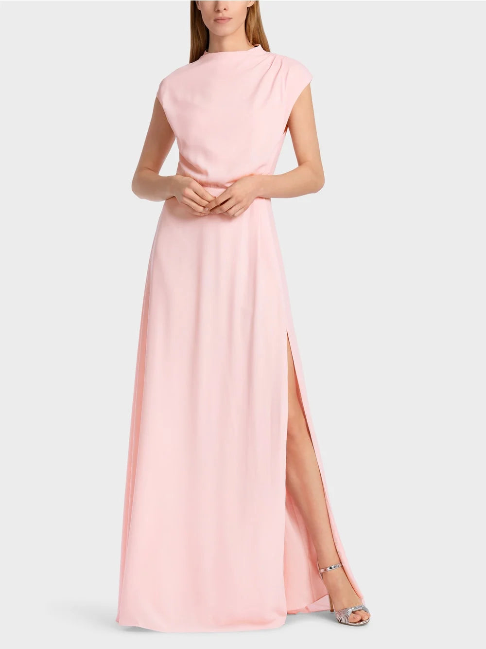 Marc Cain Soft Seashell Pink Long dress with pleated insert