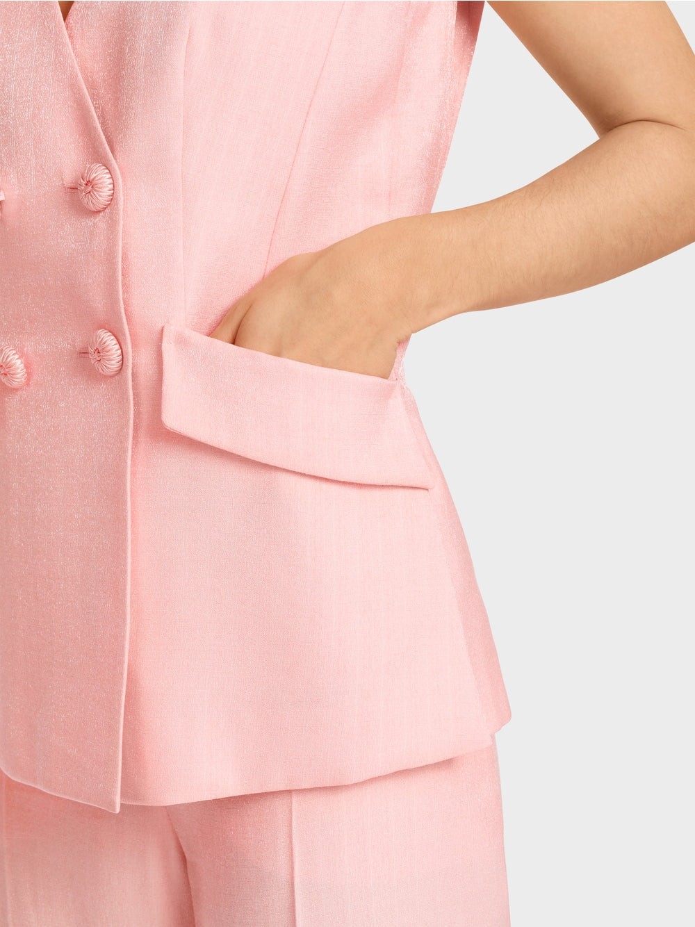 Marc Cain Soft Seashell Pink Double-breasted waistcoat