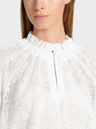 Marc Cain White Viscose transparent/opaque design blouse