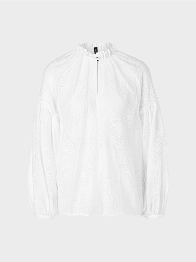 Marc Cain White Viscose transparent/opaque design blouse
