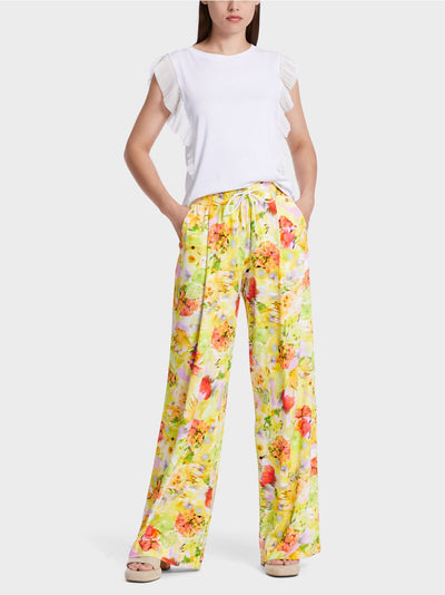 Marc Cain Blurry Lemons WEDI pants in floral design