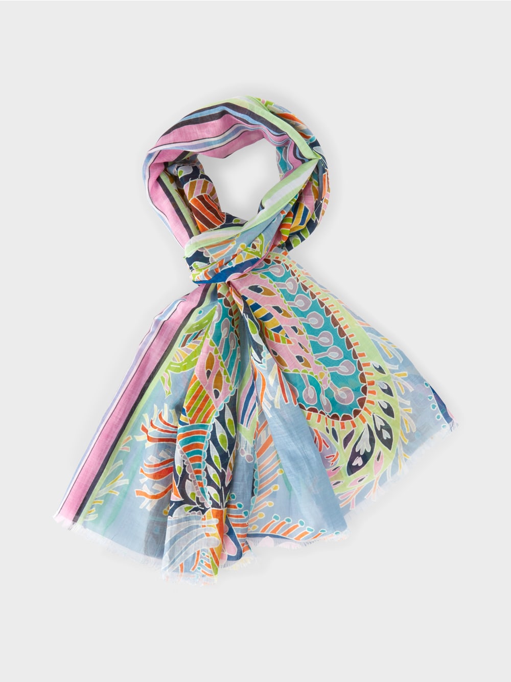 Marc Cain Blue Print Scarf in an oriental-inspired print