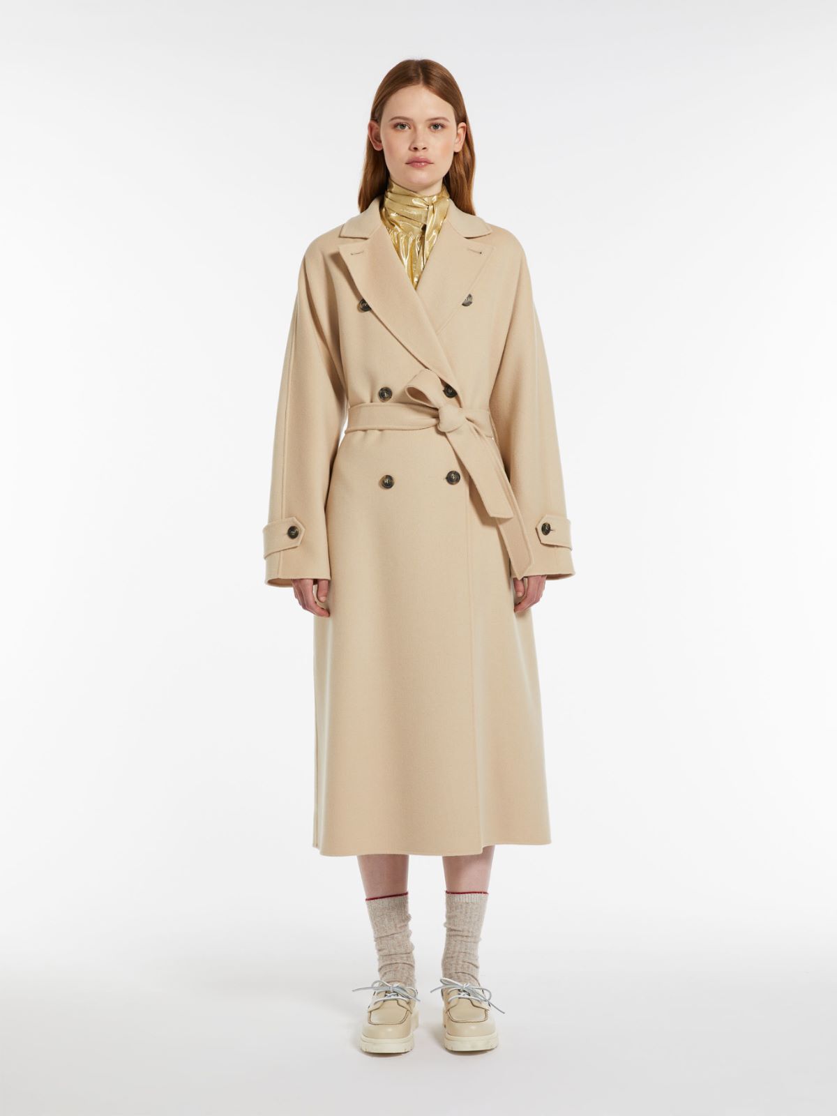 Max Mara Weekend AFFETTO LONG WOOL AND TECHNICAL FABRIC TRENCH COAT
