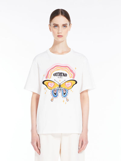 Max Mara Weekend Denaro JERSEY T-SHIRT WITH PRINT AND EMBROIDERY