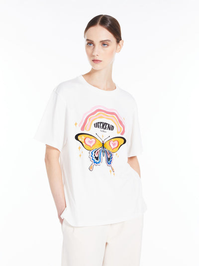 Max Mara Weekend Denaro JERSEY T-SHIRT WITH PRINT AND EMBROIDERY