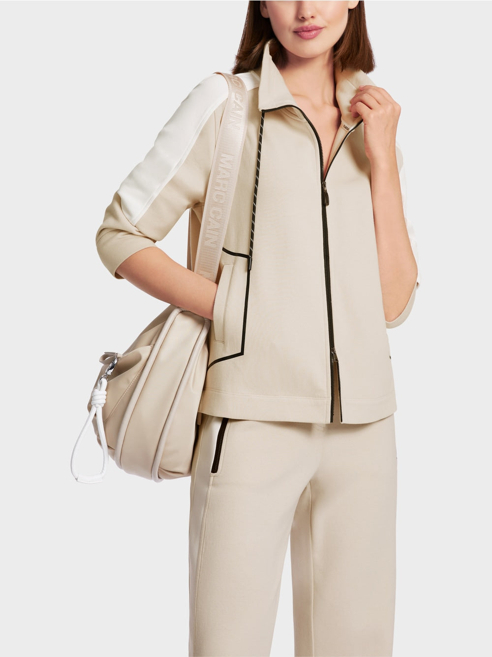Marc Cain Sporty zip jacket with stand-up collar in Moon Rock