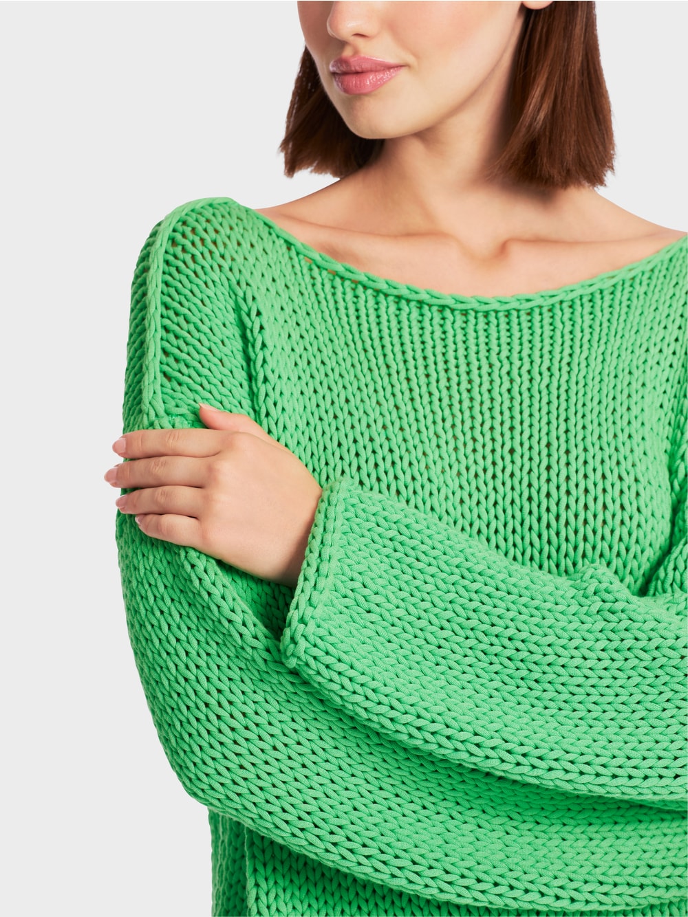 Marc Cain Deep Spring Green Chunky knit sweater Knitted in Germany