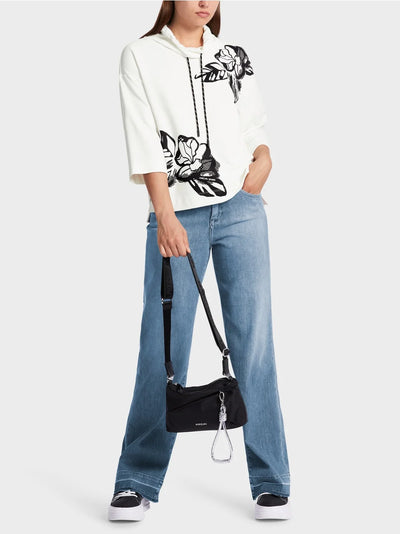 Marc Cain White Sweatshirt with ¾ sleeves and front print