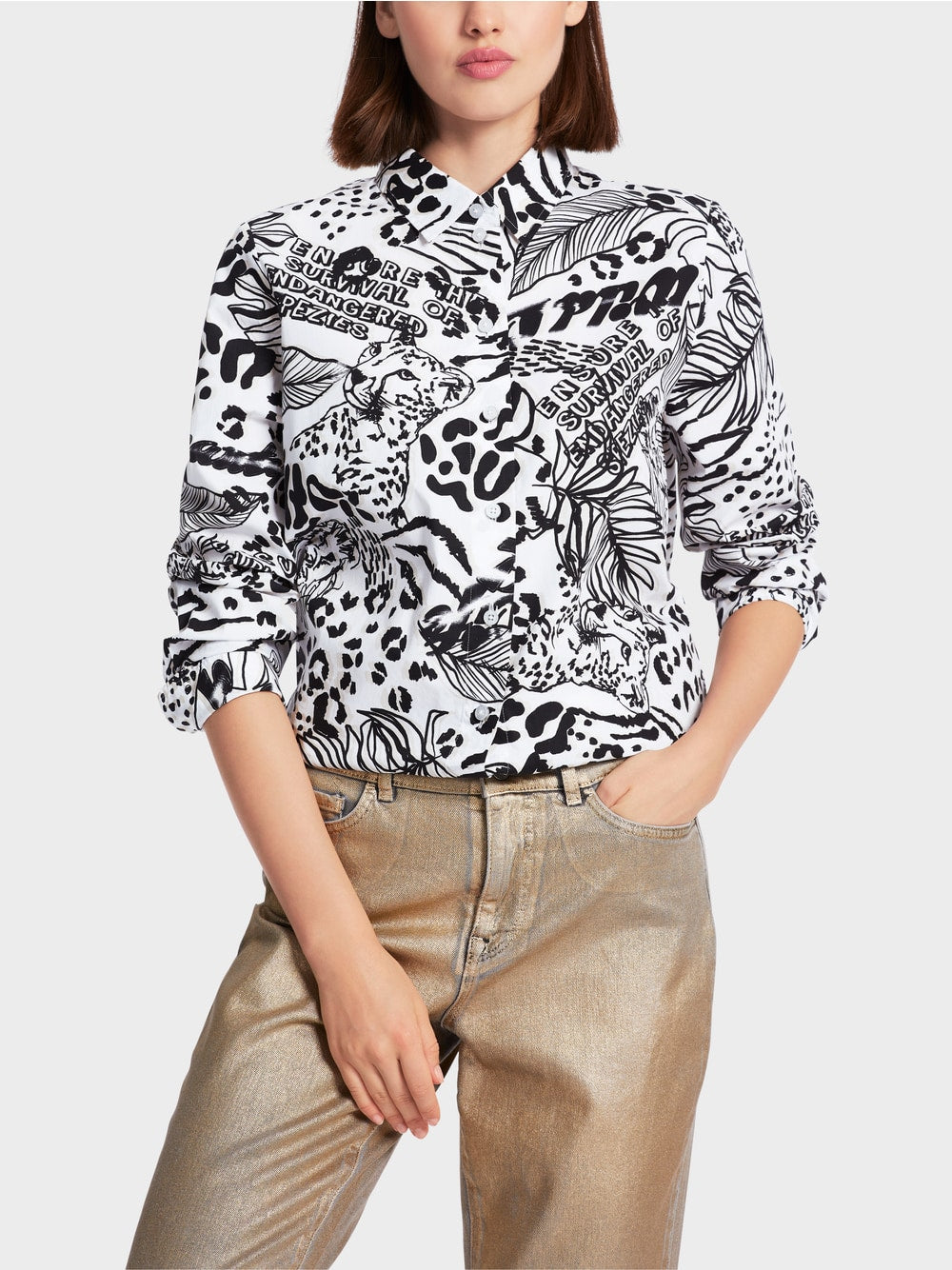 Marc Cain  Printed "Rethink Together” shirt blouse